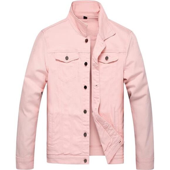 Mens Denim Jacket Ripped Slim Jean Jacket Coat for Men